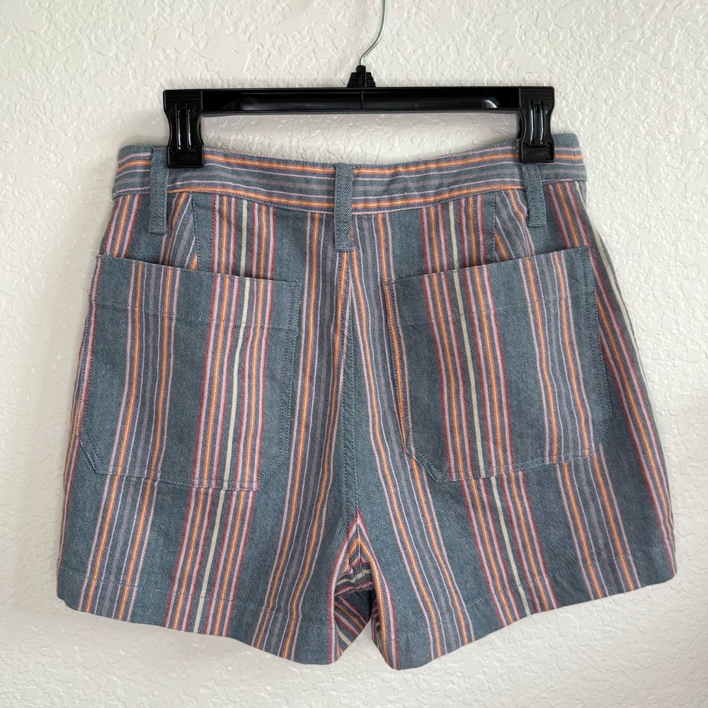 Madewell Emmett Shorts in Rainbow Stripe Striped Blue Pink Red Orange Size 28 - Picture 5 of 5